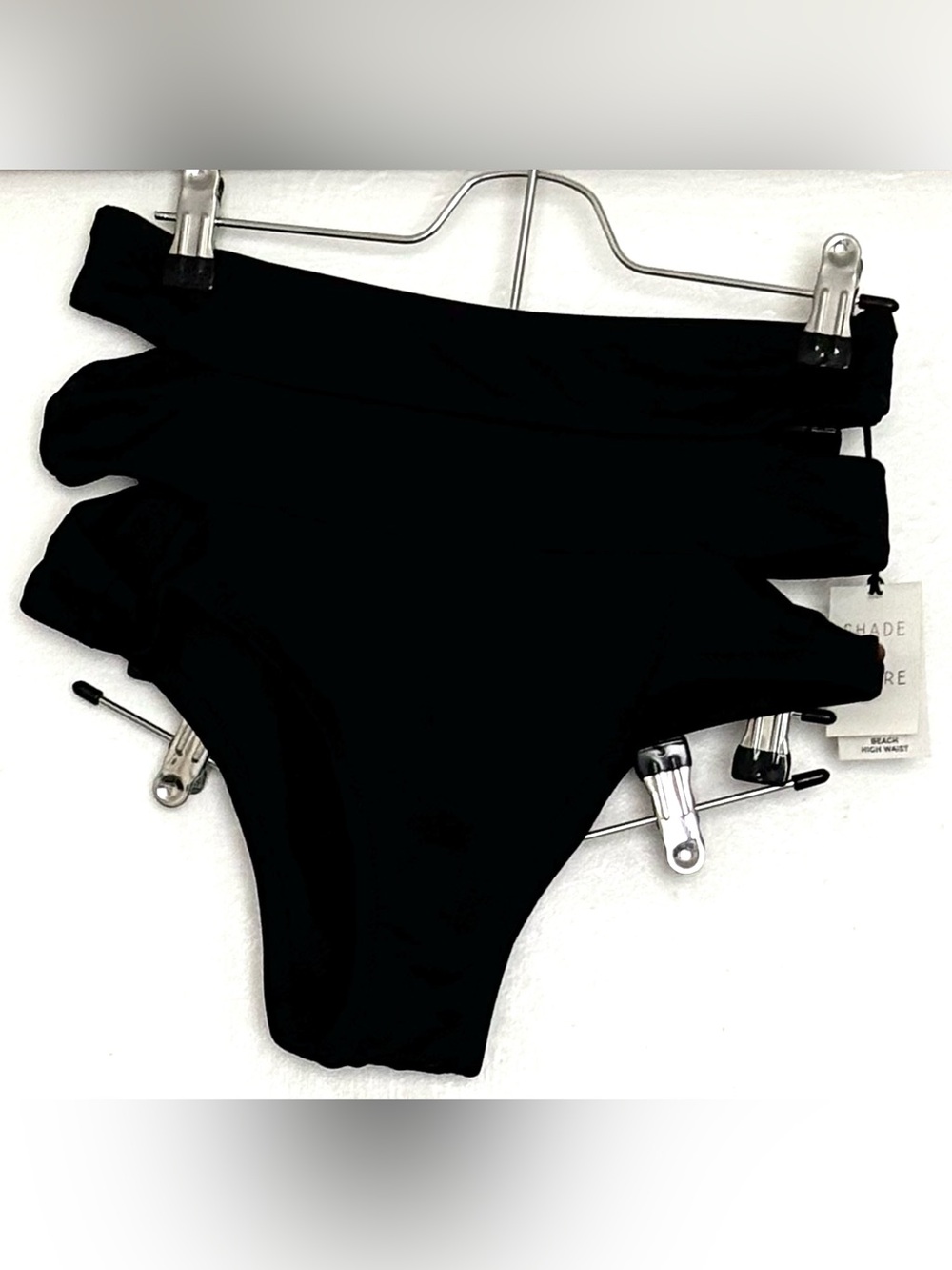 Shade & Shore High-Waisted Bikini Bottoms with Cutouts Black Size M NWT